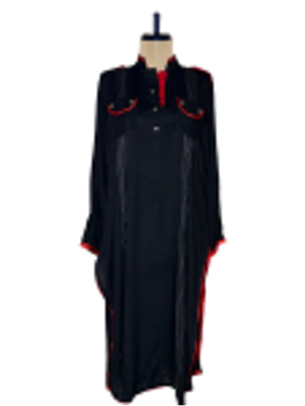 Black Red monk's robe mock neck side slit long sleeves Halloween gothic unisex M